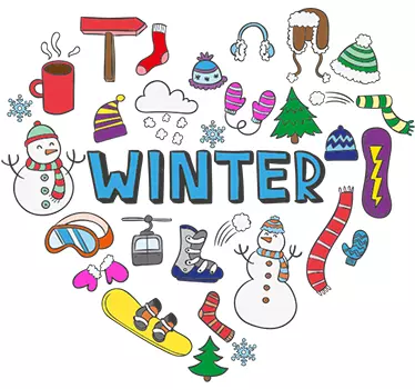 Sticker cœur hiver multicolore - TenStickers