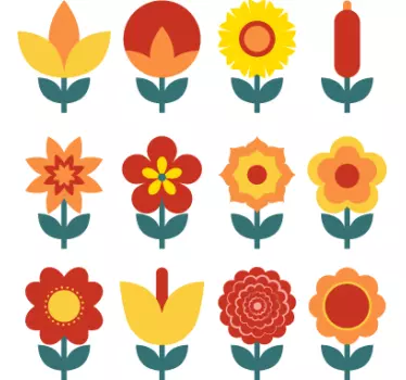 Sticker collection dessins fleurs - TenStickers