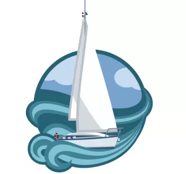 Sticker mural salon dessin bateau à voile - TenStickers