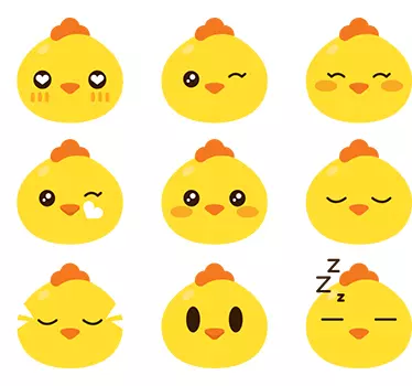 Sticker émoticônes poussins - TenStickers