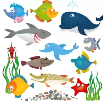 Sticker enfant animaux aquatiques - TenStickers