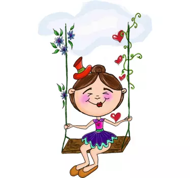 Sticker enfant balançoire fleurs - TenStickers