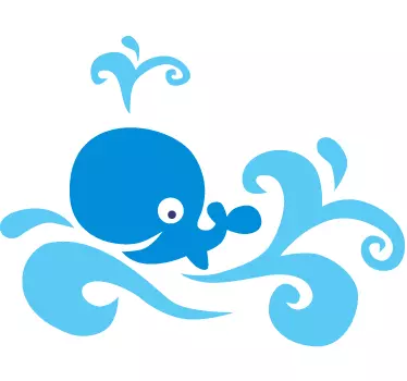 Sticker enfant baleine heureuse - TenStickers