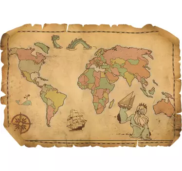 Sticker enfant carte ancienne - TenStickers