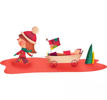 Sticker enfant chariot chemin - TenStickers