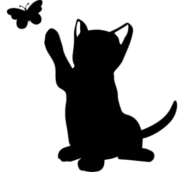 Sticker enfant chat et papillon - TenStickers