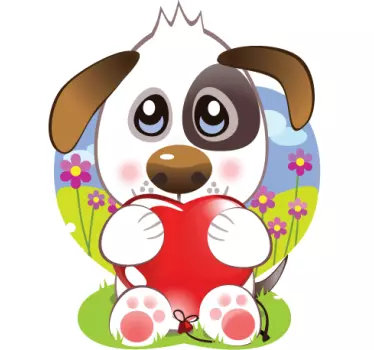 Sticker enfant chien coeur - TenStickers