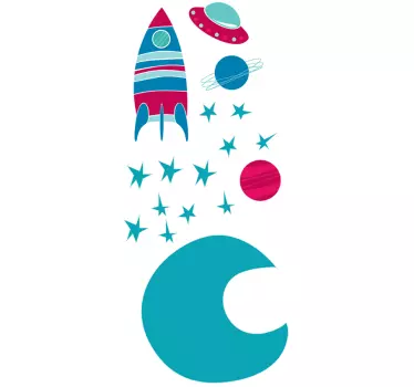 Sticker espace lune et cosmos - TenStickers