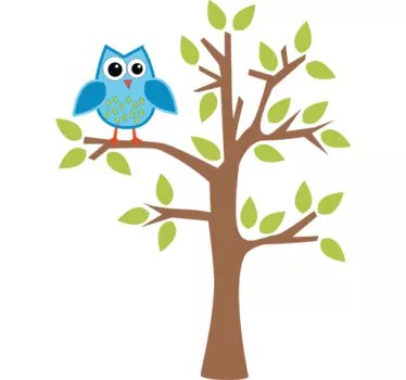 Sticker enfant oiseau bleu arbre - TenStickers