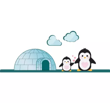 Sticker enfant igloo pingouins - TenStickers
