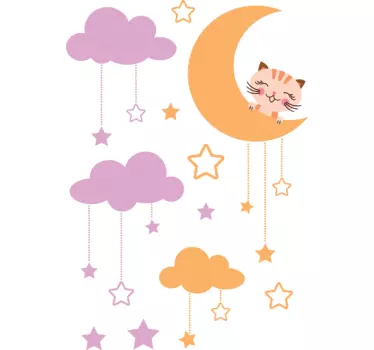 Sticker enfant lune chat - TenStickers