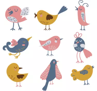 Sticker mural enfant oiseaux pastel - TenStickers