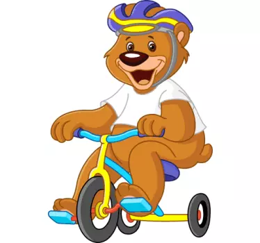 Sticker enfant ours cycliste - TenStickers