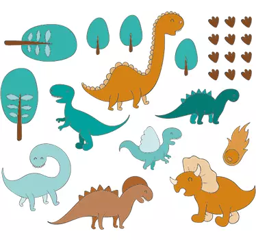 Sticker enfant paysage dinosaures - TenStickers