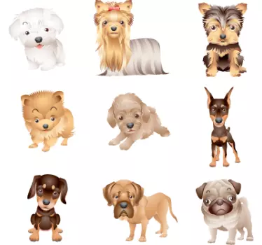 Sticker enfant petits chiens - TenStickers