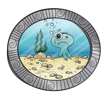 Sticker enfant poulpe hublot - TenStickers