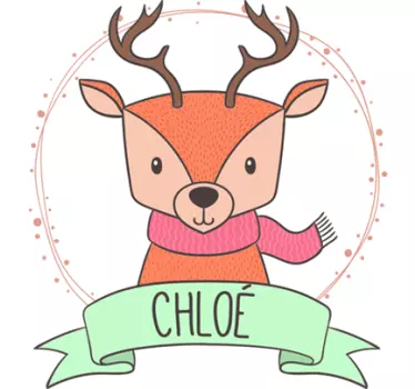 Sticker enfant renne noël personnalisable - TenStickers