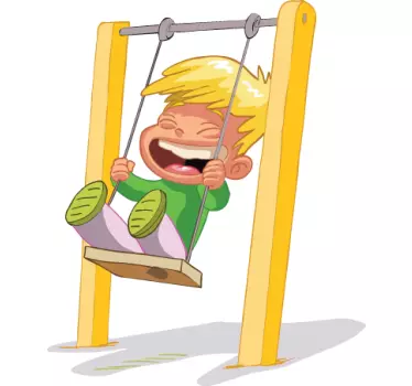 Sticker enfant rires sur la balançoire - TenStickers