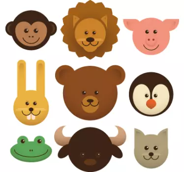 Sticker enfant têtes d'animaux - TenStickers