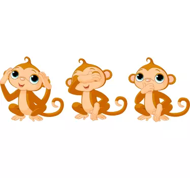 Sticker enfant trois singes - TenStickers