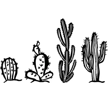 Sticker Plante Cactus Noir et Blanc - TenStickers