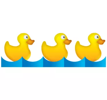 Sticker salle de bain frise oiseaux canards jaunes - TenStickers