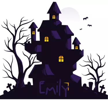 Sticker Mural maison hantée avec prénom - TenStickers
