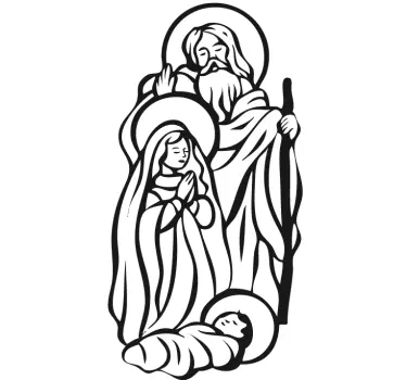 Sticker illustration naissance Jésus - TenStickers