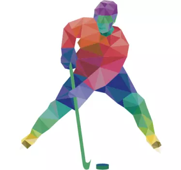 Sticker joueur de Hockey formes géométriques - TenStickers