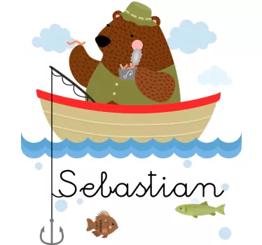 Sticker Illustration Ours Pêcheur Personnalisé - TenStickers