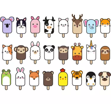 Stickers frigo animaux set d'animaux en glaces - TenStickers