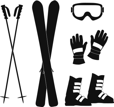 Sticker mural accessoires ski - TenStickers