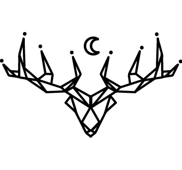 Sticker origami cerf et lune - TenStickers