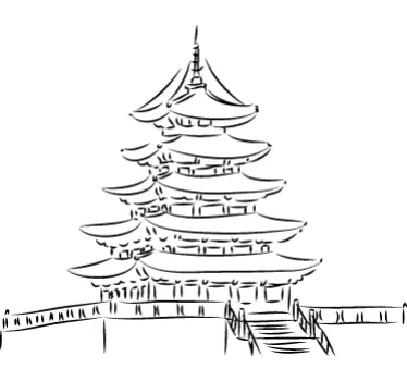 Sticker pagode japonaise temple - TenStickers