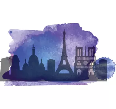 Sticker Paris skyline aquarelle - TenStickers