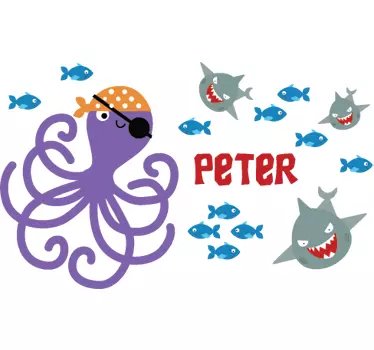Sticker pieuvre pirate personnalisé - TenStickers