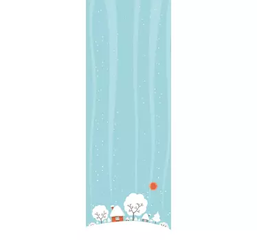 Sticker pour porte paysage hiver - TenStickers