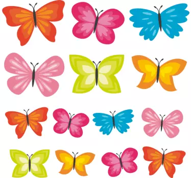 Sticker Chambre Enfant Papillons Colorés - TenStickers