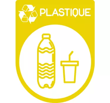 Sticker recyclage plastique jaune - TenStickers