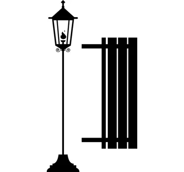 Sticker rue banc et lampadaire - TenStickers