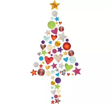 Sticker sapin Noel patchwork - TenStickers