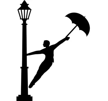 Sticker silhouette parapluie singing in rain - TenStickers