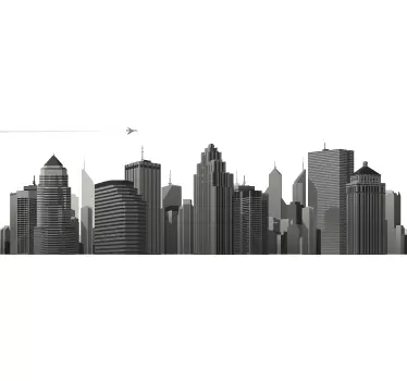 Sticker skyline gatte ciel avion - TenStickers