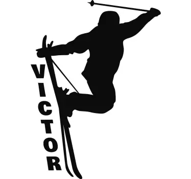 Sticker mural ski sauteur prénom personnalisble - TenStickers