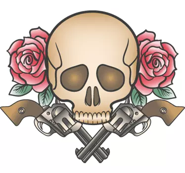 Sticker tattoo rose mort pistolets - TenStickers