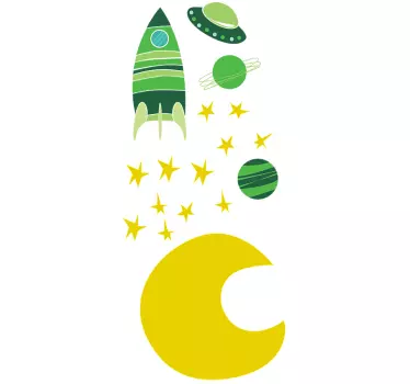 Sticker vert enfant espace - TenStickers