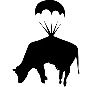 Vache de banksy avec adhesif en sticker parachute - TenStickers