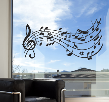 Sticker mural chambre vague de notes musicales - TenStickers