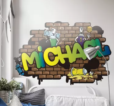 Sticker Mural personnalisable graffiti brique - TenStickers