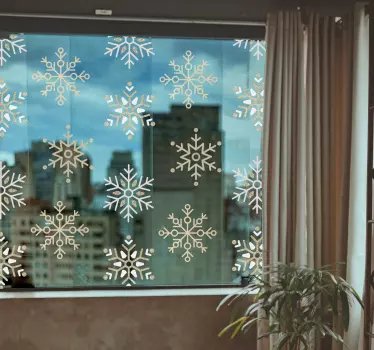 Sticker fenêtre noël flocons de neige dorés - TenStickers